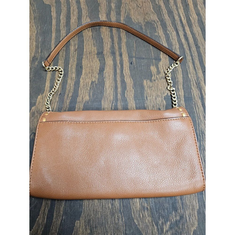 Michael Kors Hamilton Clutch Shoulder Bag Whipped Brown Leather‎ Purse - Picture 4 of 10